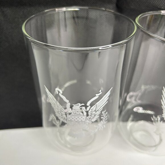 Vintage 7" Clear Glass Hurricane Lamps Shade with Eagle Set of 2 - Picture 2 of 7